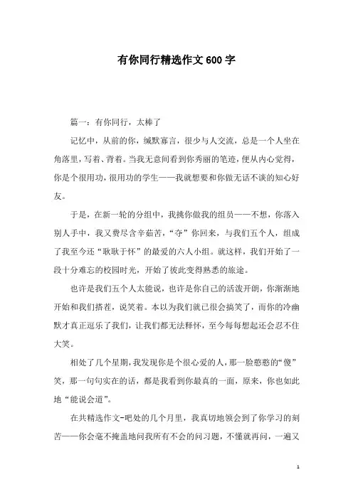 有你同行精选作文600字