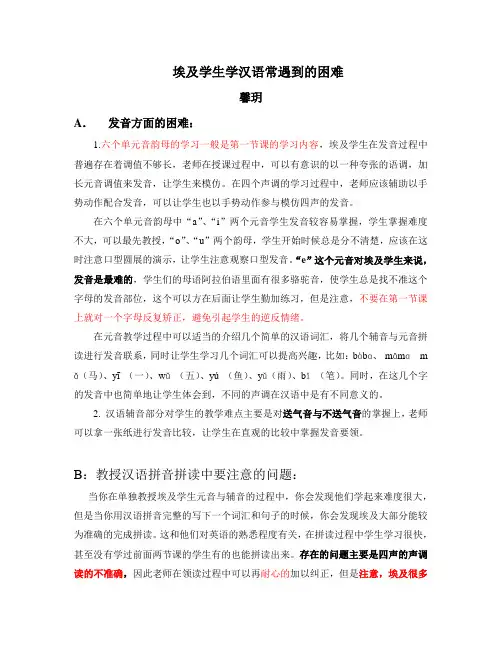 馨玥-埃及学生学汉语常遇到的困难