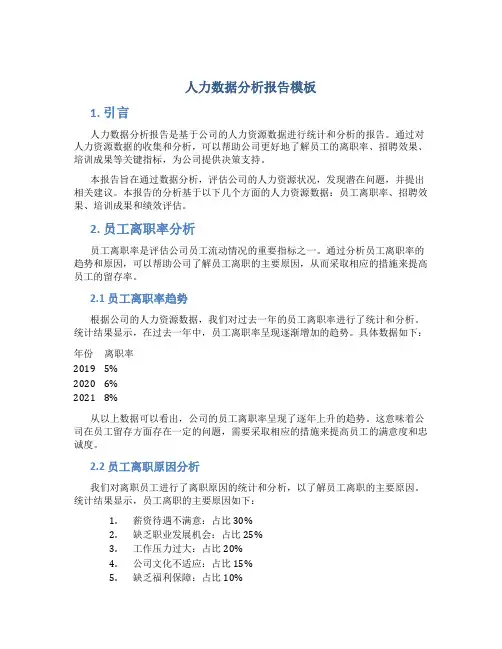 人力数据分析报告模板