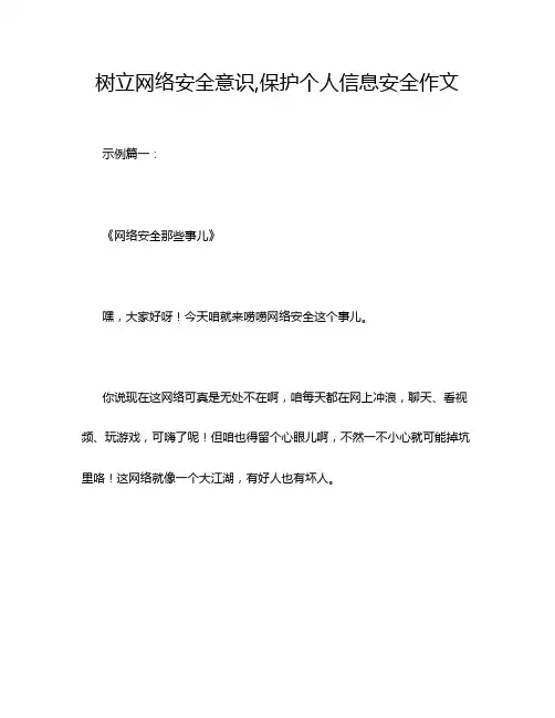 树立网络安全意识,保护个人信息安全作文