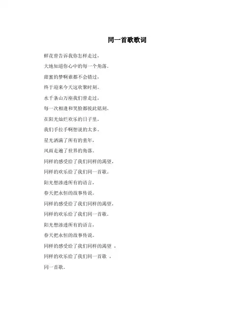 同一首歌歌词