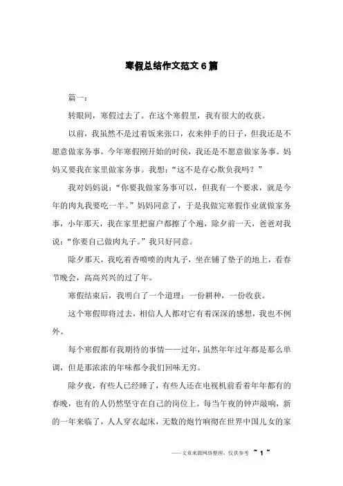 寒假总结作文范文6篇