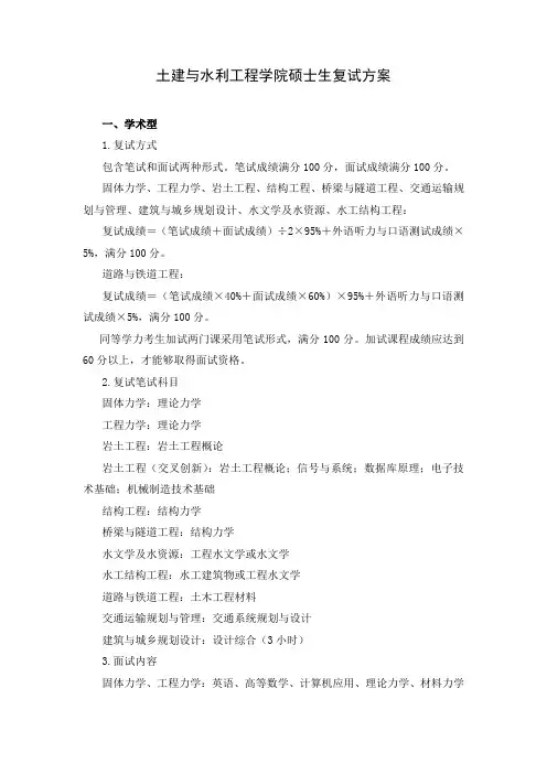 山东大学2018年招收攻读硕士学位研究生复试方案-土建与水利学院