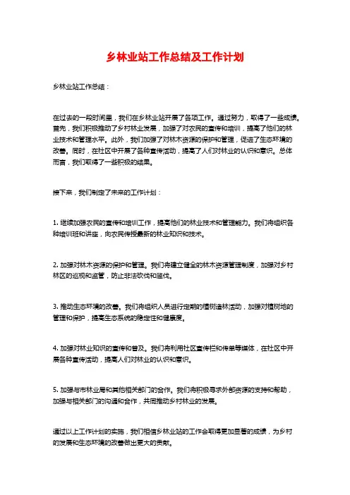 乡林业站工作总结及工作计划