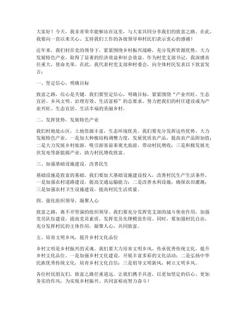 带头致富书记发言稿范文