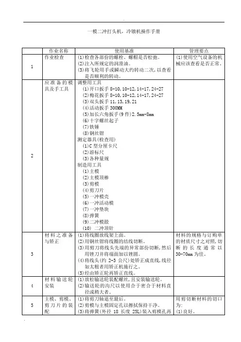 一模二冲,冷镦机操作手册