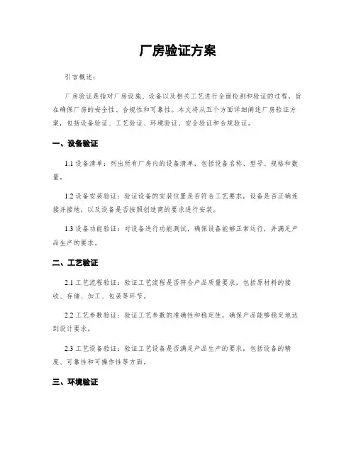 厂房验证方案