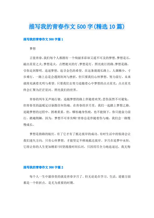 描写我的青春作文500字(精选10篇)