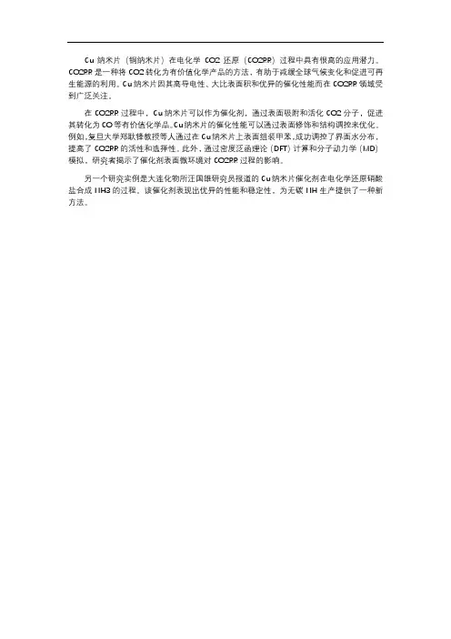 cu纳米片 co 还原