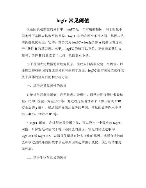 logfc常见阈值