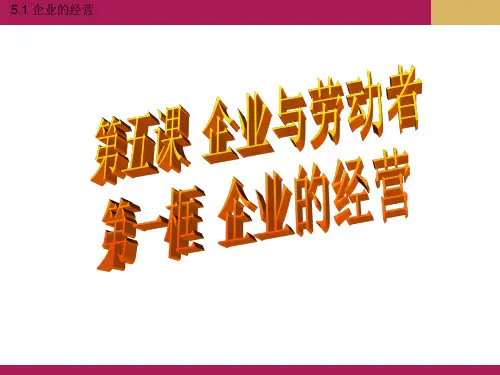 高中政治人教版必修一《经济生活》5.1企业的经营 教学课件共18张PPT (共18张PPT)
