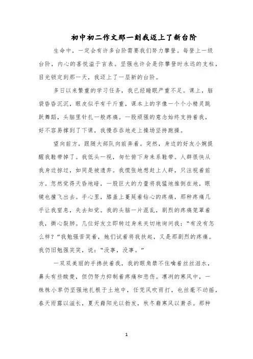 初中初二作文那一刻我迈上了新台阶