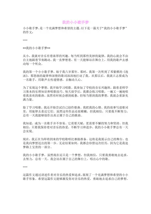 我的小小歌手梦