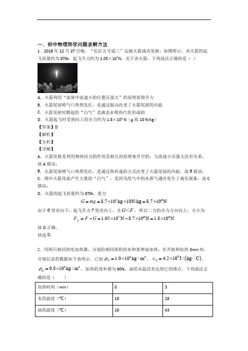 物理培优(含解析)之热学问题求解方法含答案