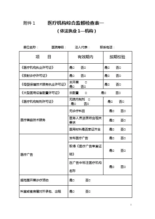 综合监督检查表