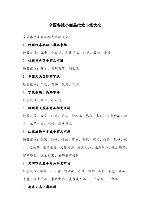 全国各地小商品批发市场介绍