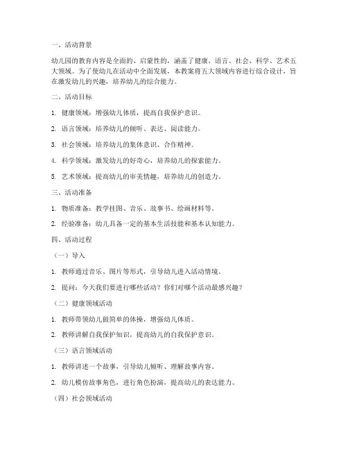 五大领域综合教案模板范文