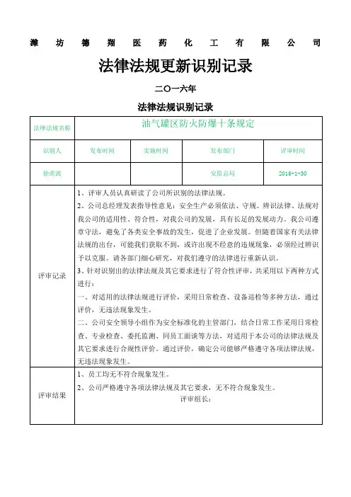 法律法规识别记录