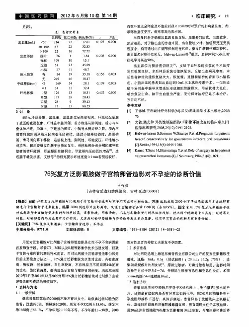 76%复方泛影葡胺做子宫输卵管造影对不孕症的诊断价值