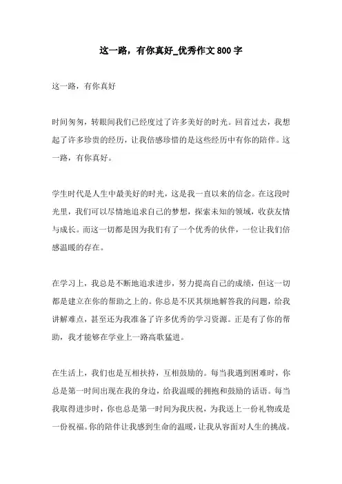 这一路有你真好优秀作文800字