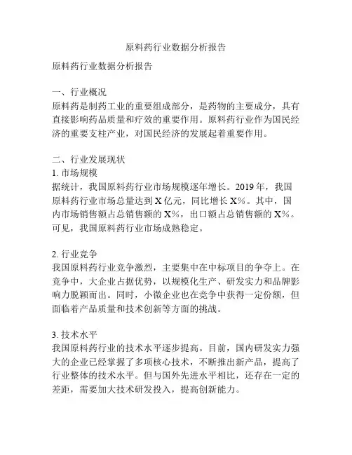 原料药行业数据分析报告