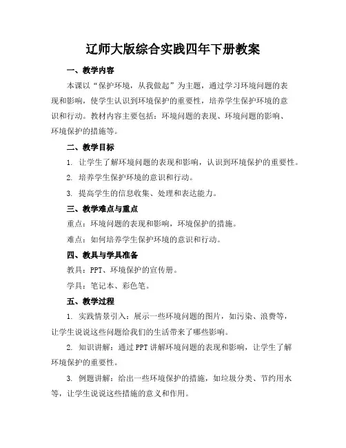 辽师大版综合实践四年下册教案