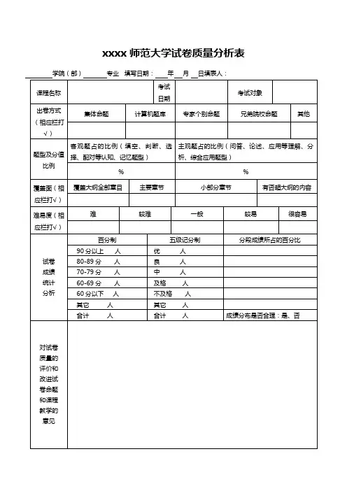 最新整理师范大学试卷质量分析表.doc