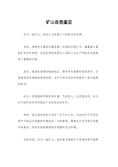矿山自我鉴定