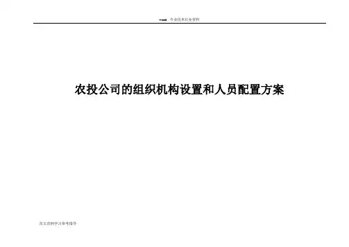 农投公司的组织机构设置和人员配置方案