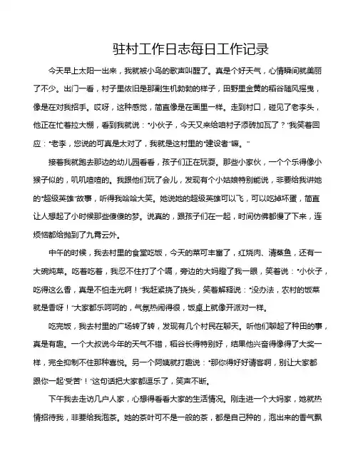 驻村工作日志每日工作记录