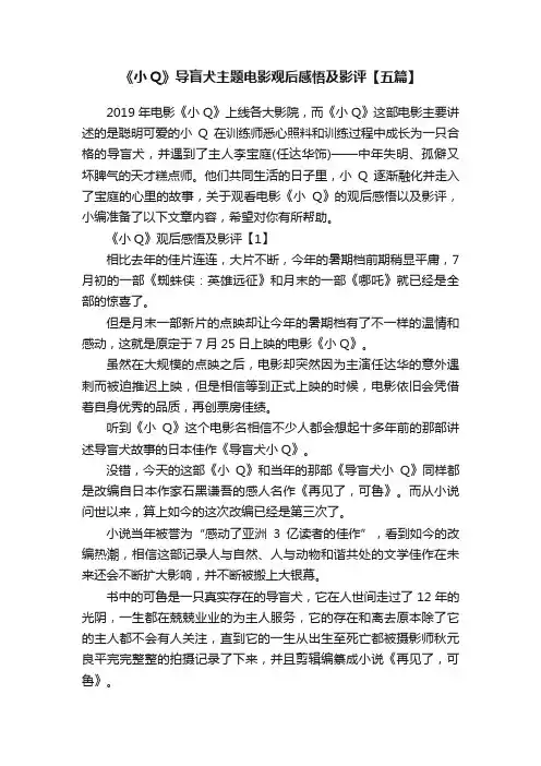 《小Q》导盲犬主题电影观后感悟及影评【五篇】