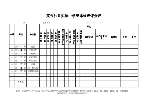 纪律检查评分表