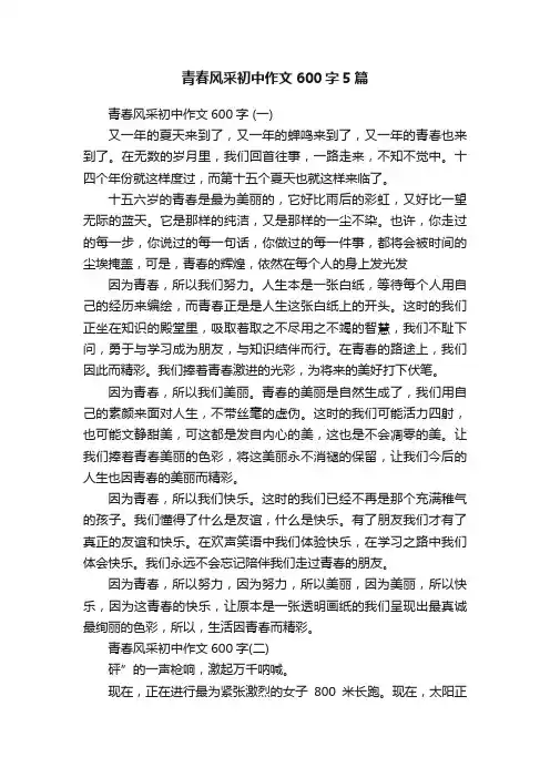 青春风采初中作文600字5篇