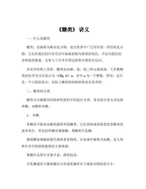 《糖类》 讲义