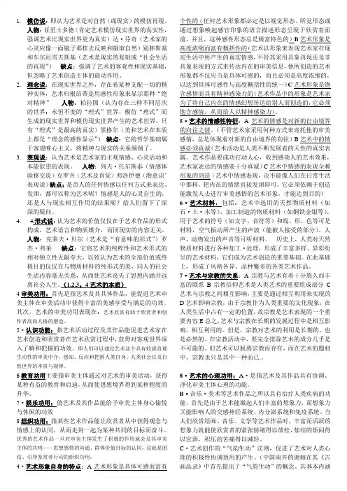 艺术概论期末复习重点!考90以上!