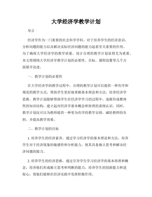 大学经济学教学计划
