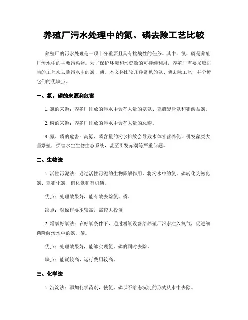 养殖厂污水处理中的氮、磷去除工艺比较
