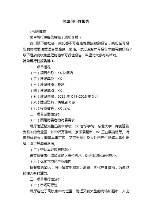 简单可行性报告