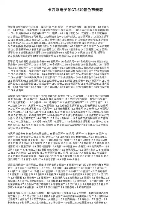 卡西欧电子琴CT-670音色节奏表