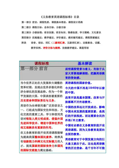 义务教育英语课程标准