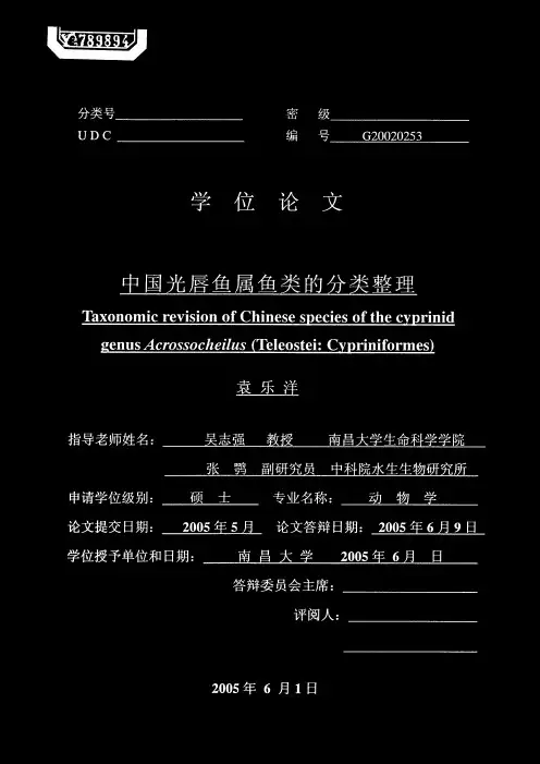 中国光唇鱼属鱼类的分类整理