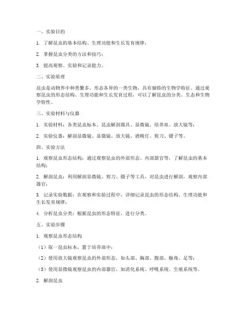 昆虫类科学实验报告