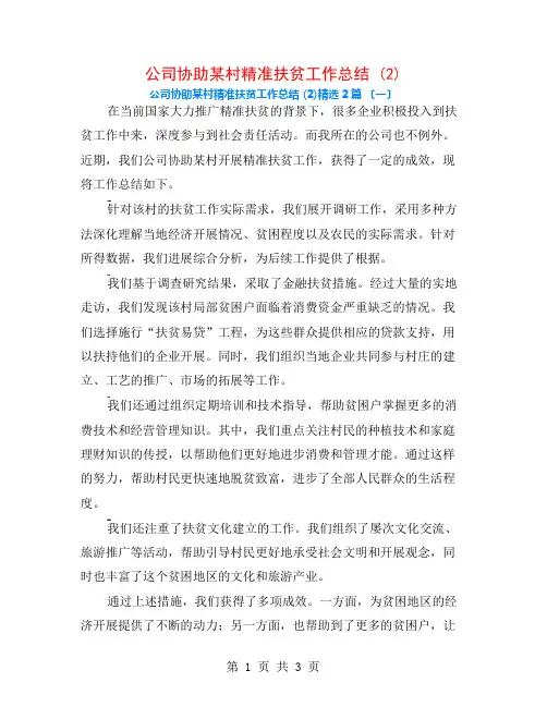 公司协助某村精准扶贫工作总结 (2)2篇