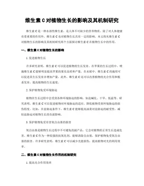 维生素C对植物生长的影响及其机制研究