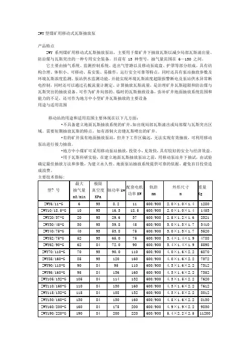 ZWY型煤矿用移动式瓦斯抽放泵