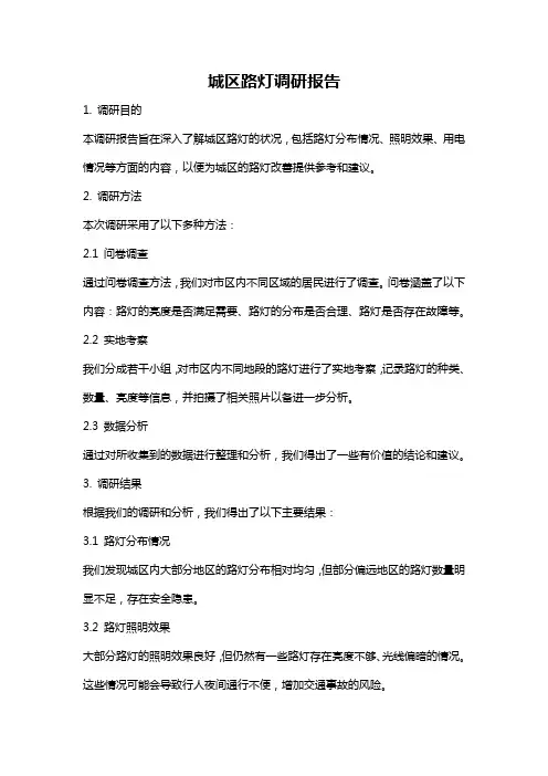 城区路灯调研报告