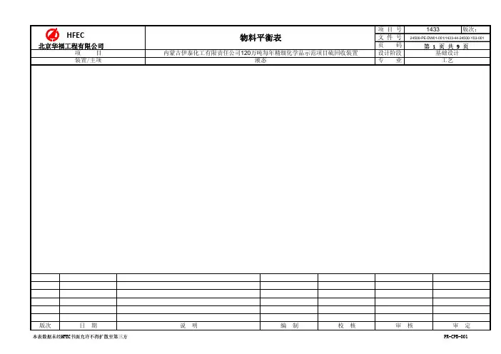 物料平衡表