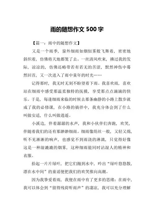 雨的随想作文500字