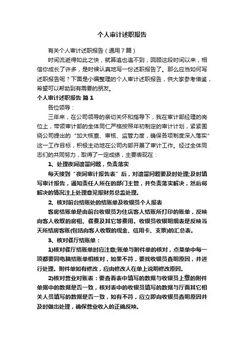 个人审计述职报告