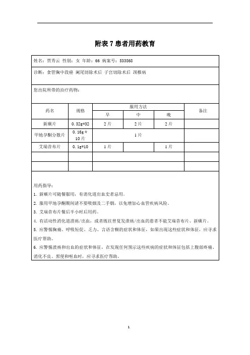 患者用药教育艾瑞昔布片